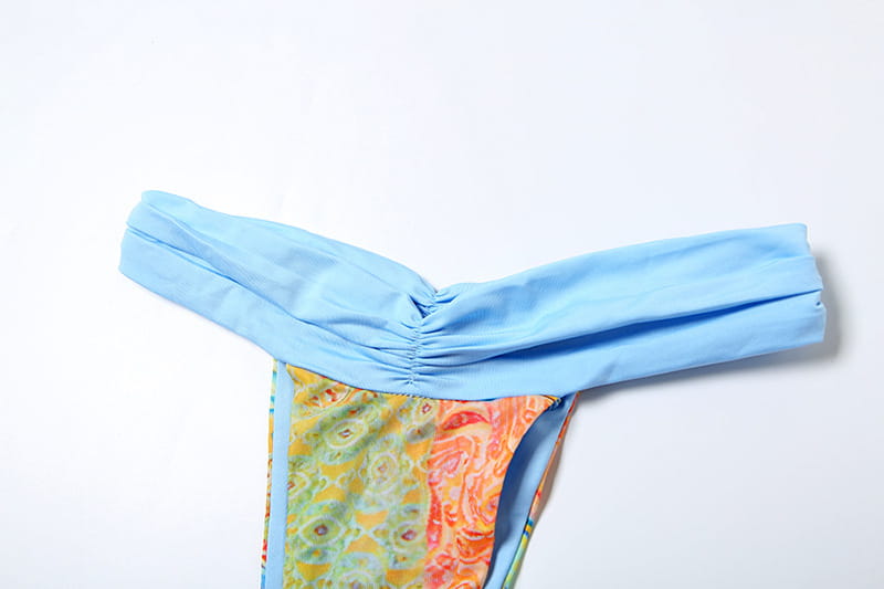 Women’s Printing Color Contrast Lace-up Three-piece Set