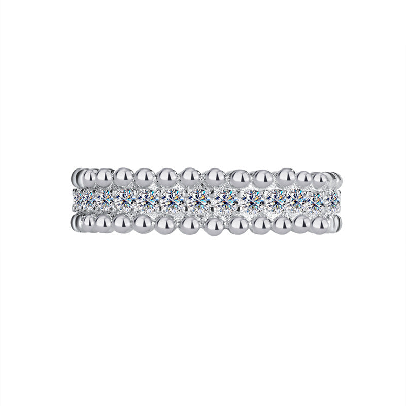 S925 Sterling Silver Kaleidoscope Bead Edge Diamond Ring - Norellé