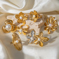 Stainless Steel Flower Pearl Ring Exaggerated High Sense - Norellé
