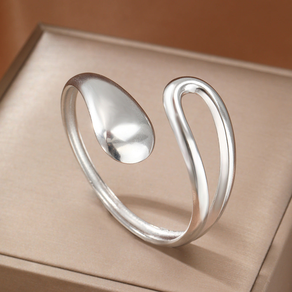 Retro 18K Stainless Steel Drop-shaped Interlaced Open-ended Bracelet Special-interest Design - Norellé