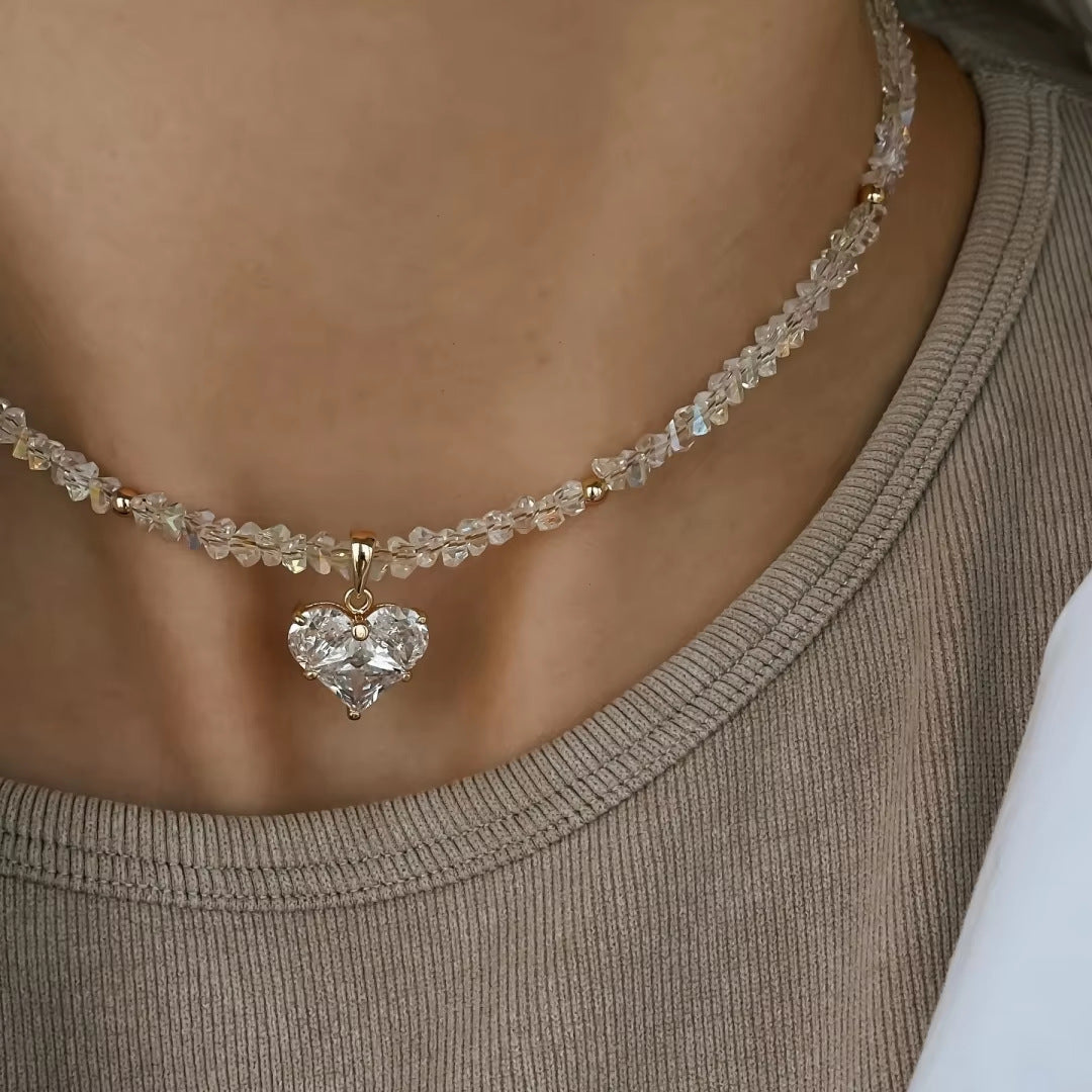 INS Sweet Cool Copper Inlaid Zircon Love Necklace - Norellé