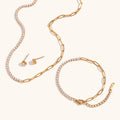 Bracelet Ornament Suit Stainless Steel Plated Zircon Chain Stitching Clip Necklace - Norellé