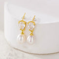 Freshwater Pearl Water Drop Pear-shaped Zircon Earrings - Norellé