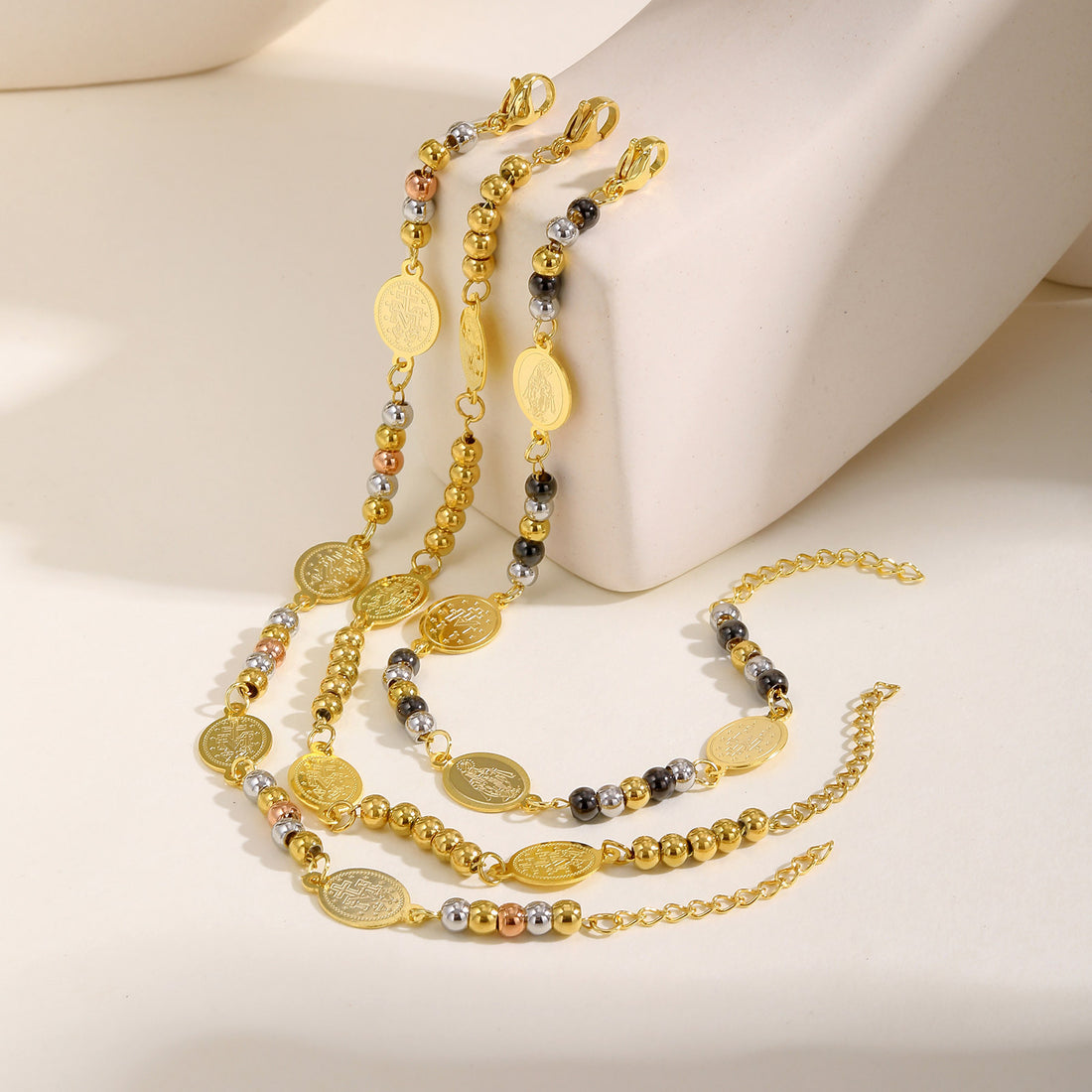 Stainless Steel Round Beads Virgin Gold Bracelet - Norellé