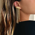 18K Real Gold Plating Titanium Steel Line Drape Ear Clip - Norellé