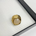 Antique Round Texture Hollow Inlaid Natural Stone Ring - Norellé