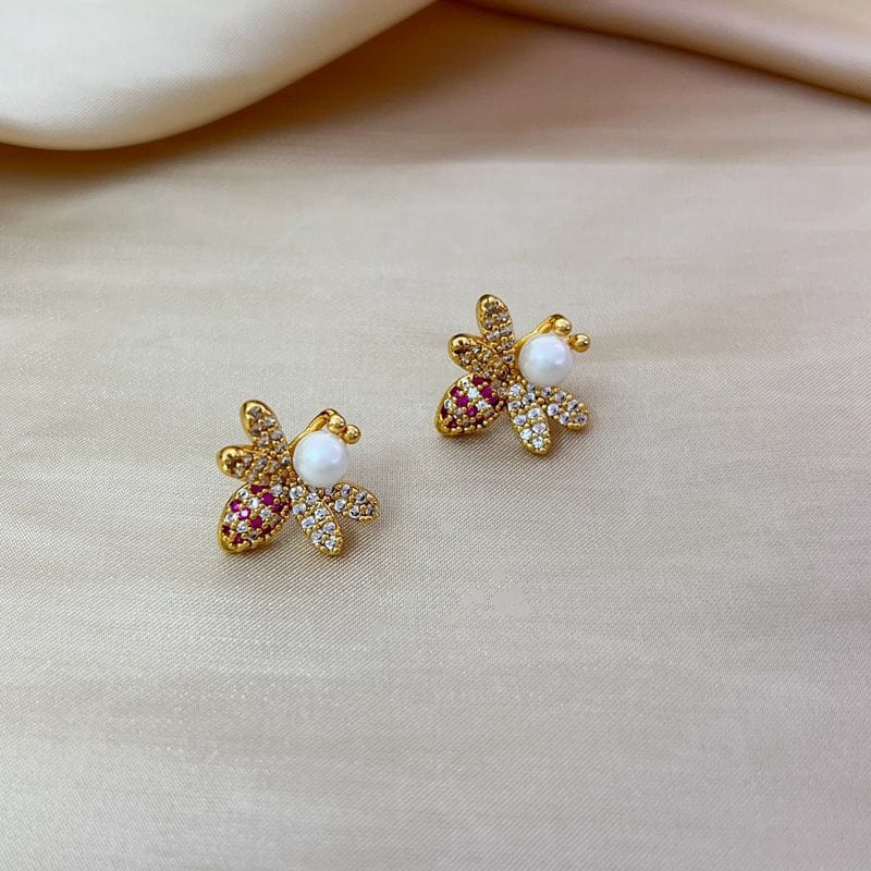 Bee Light Luxury Zircon 925 Silver Stud Earrings - Norellé