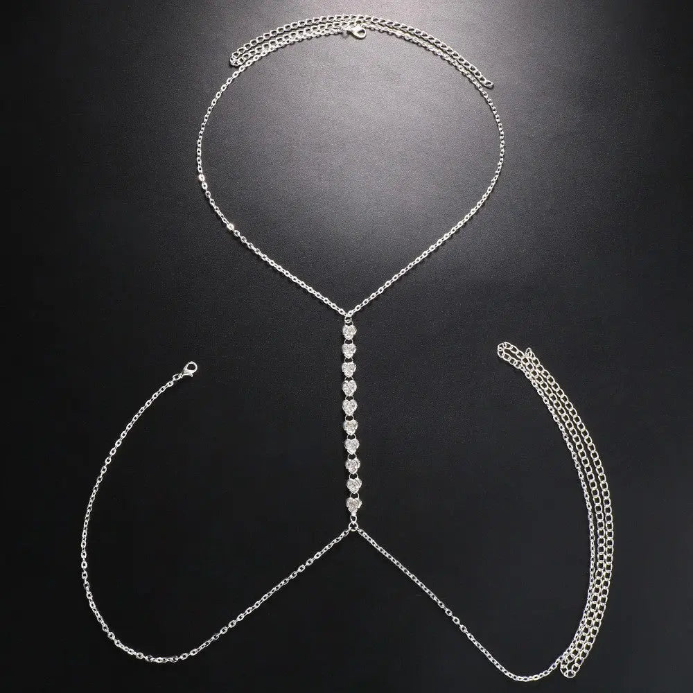 Rhinestone Love Bikini Beach Breastpin Nightclub Sexy Body Chains - Norellé