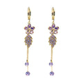 New Purple Delicate Flower Leaf Tassel Earrings - Norellé