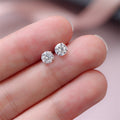 Round Silver Pin Zircon Ear Studs Earrings - Norellé