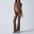 Casual Solid Color Slim Fit Short Sleeve Trousers Suit - Norellé