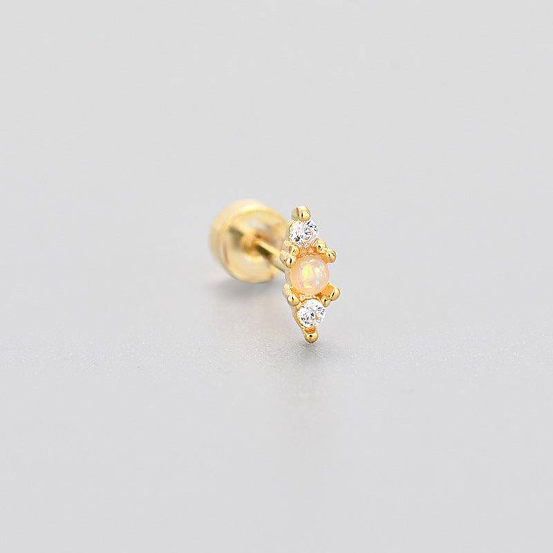 Flat-head Screw Twist Stud Earrings Opal Earrings - Norellé