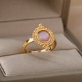 Ins Style Ring Oval Half Stone Open Ring - Norellé