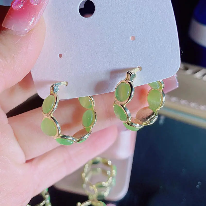 Sweet Opal Earclip Earrings Light Luxury And Simplicity - Norellé