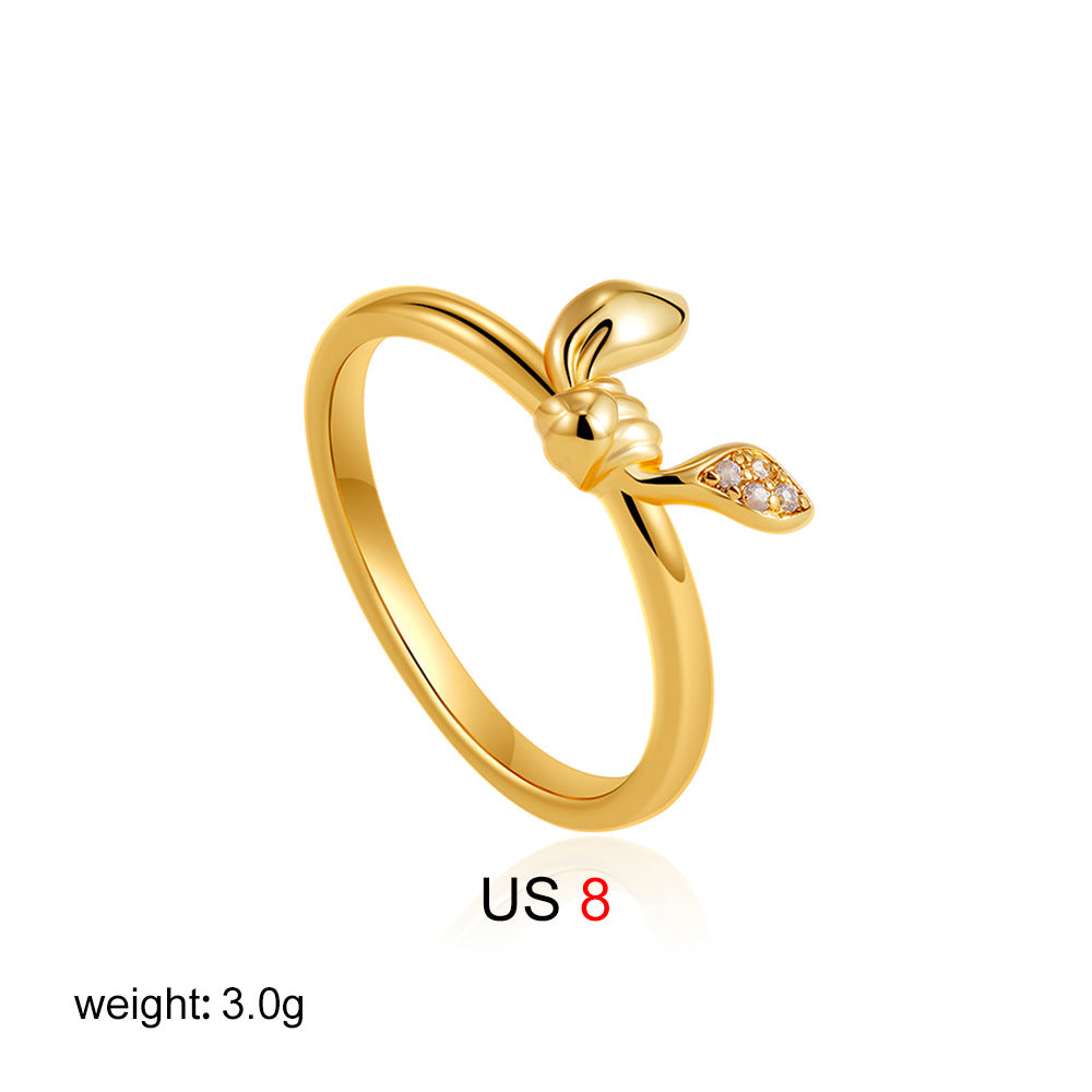 Women's Personalized Zircon Knotted Bow Ring - Norellé
