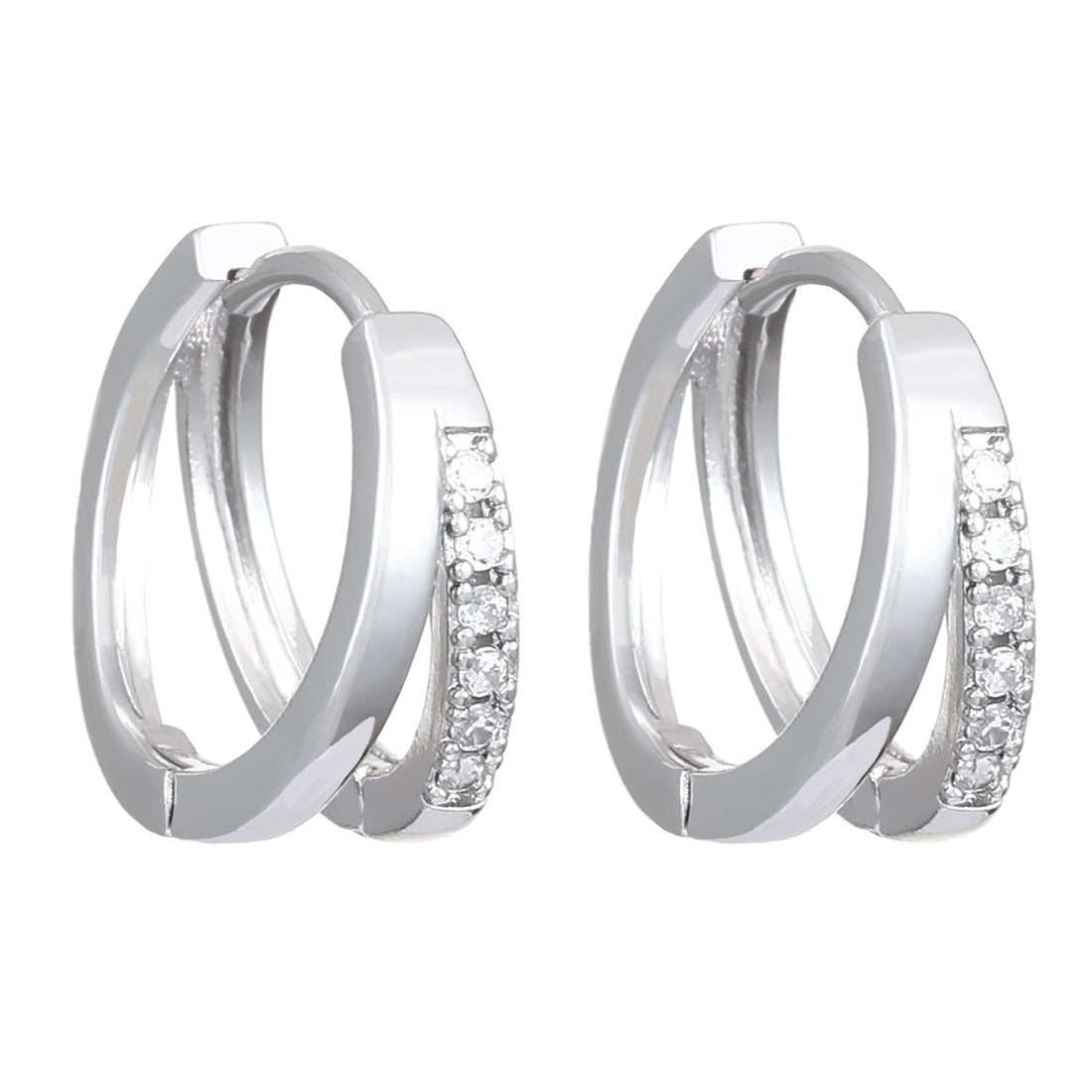 Women's Copper Inlaid Zircon Double Ring Ear Clip - Norellé
