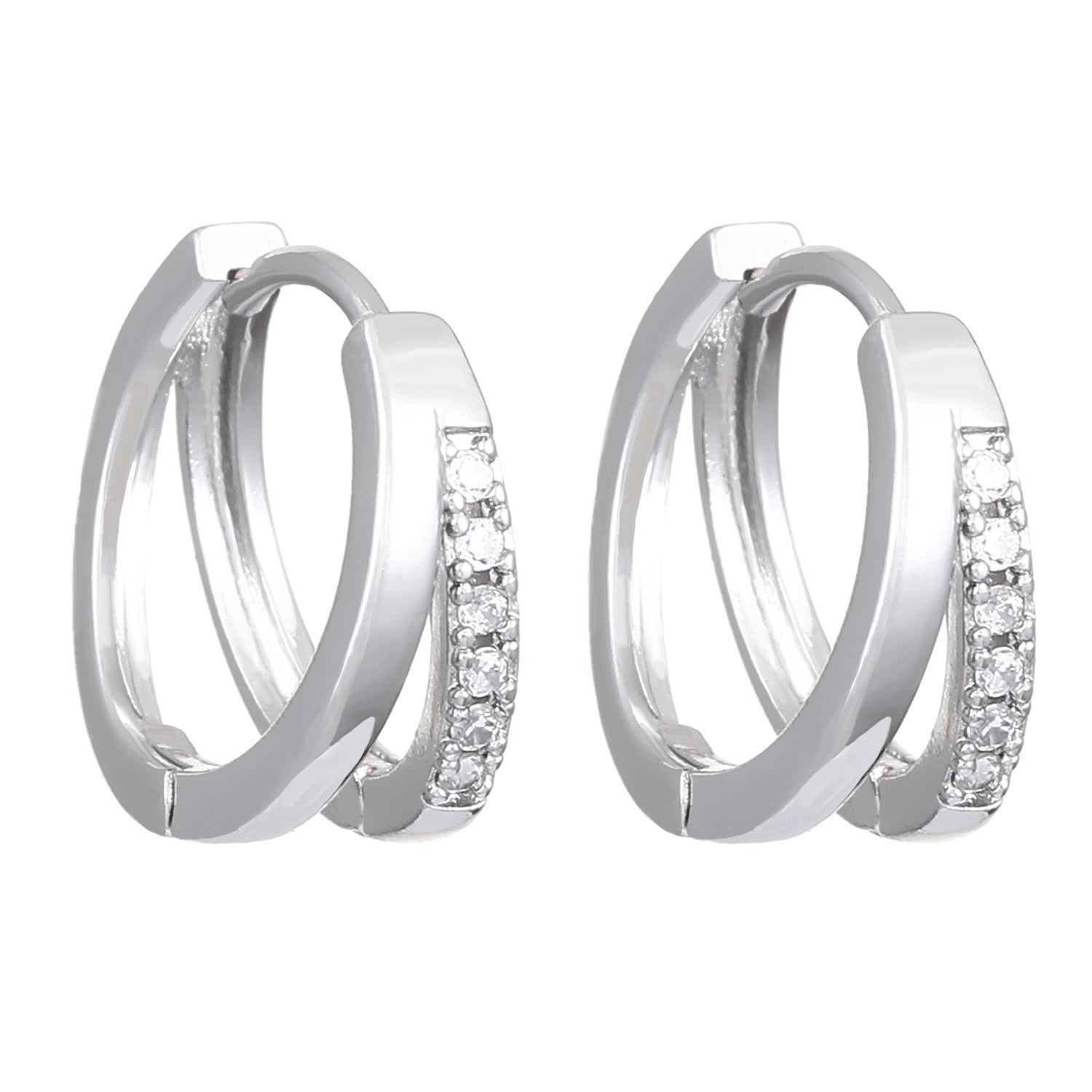 Women's Copper Inlaid Zircon Double Ring Ear Clip - Norellé