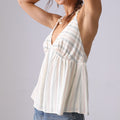 Summer French Style Halter Spaghetti Straps Top Cotton Striped - Norellé
