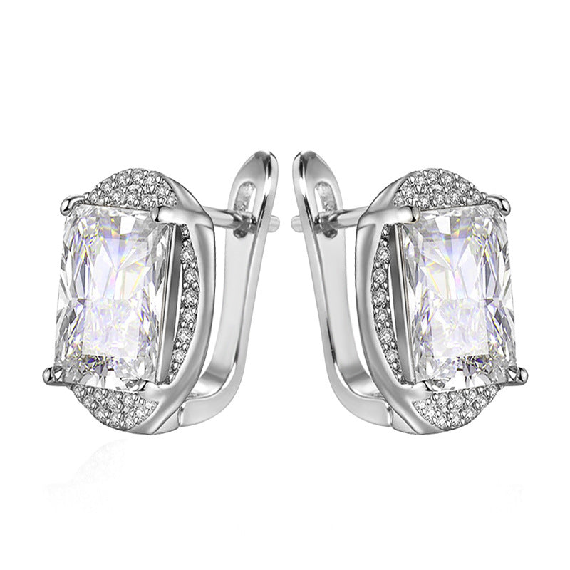 Rose Gold Square Zircon Earrings For Women - Norellé