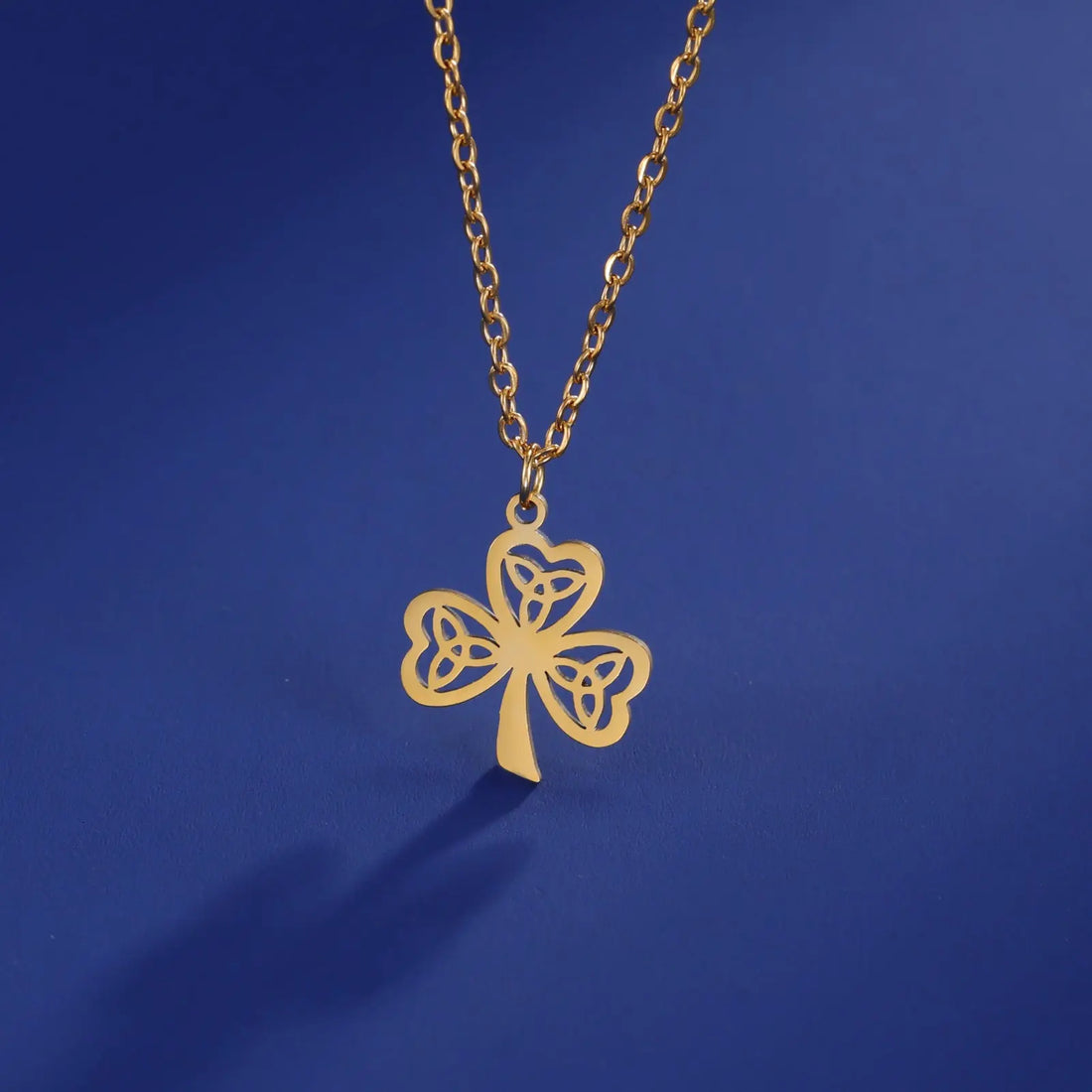 Hollow Personality Celtic Knot Clover Pendant Stainless Steel Necklace - Norellé