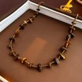 Retro Natural Tigereye Beaded Necklace For Women - Norellé