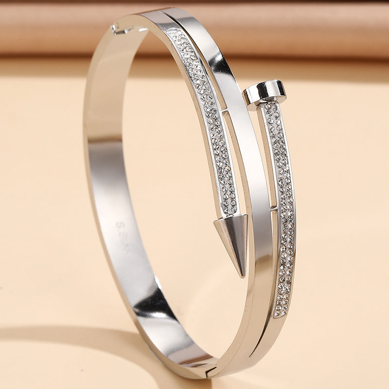 Stainless Steel Nail Rhinestone Bracelet - Norellé