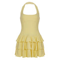 U Collar Halter High Waist Cake Dress Vacation Style - Norellé