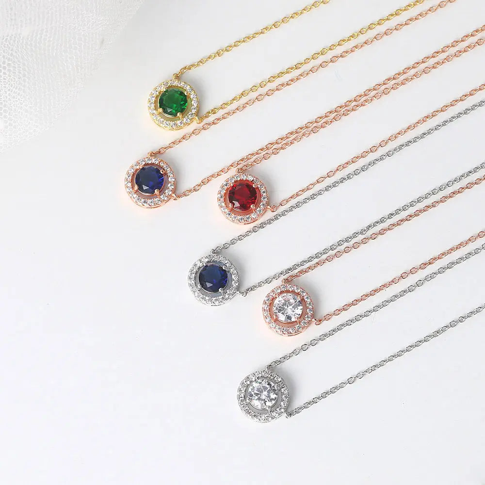 Women's Stylish Round Zircon Pendant Clavicle Chain - Norellé