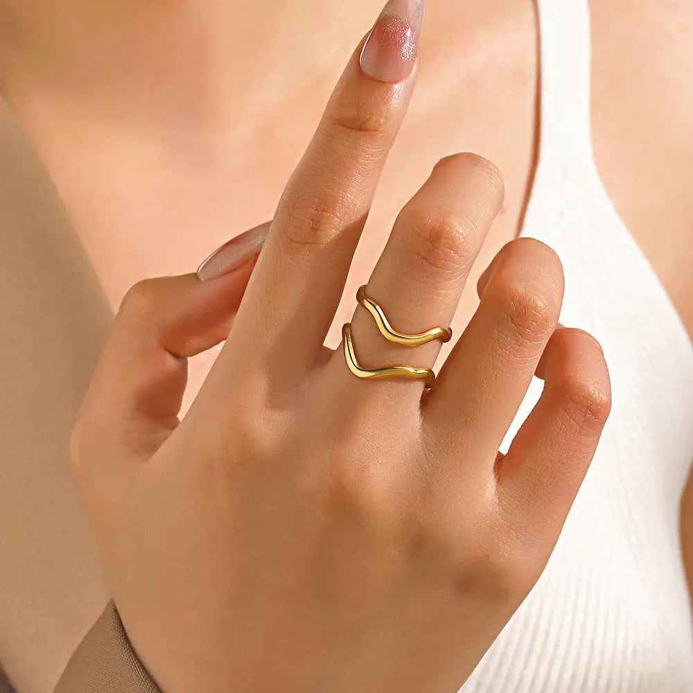Personalized Line Design Popular Simplicity Style Stainless Steel Shaped Ring For Women - Norellé