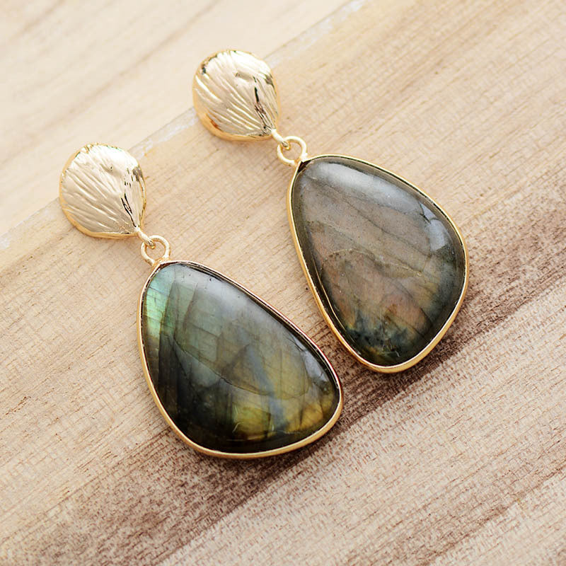 Labradorite Earrings Popular Natural Stone Ornament - Norellé