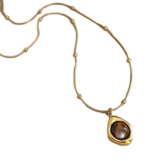 Autumn And Winter Maillard Beaded Tigereye Pendant - Norellé