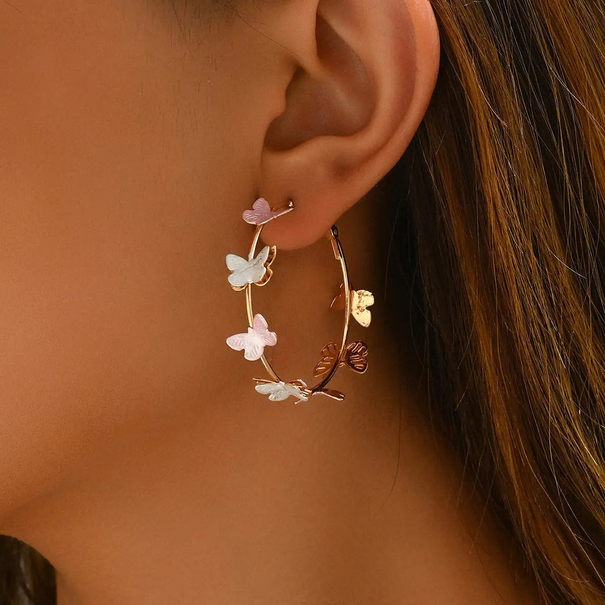 Butterfly Earrings Hollow Multi-layer Big Circle Ear Hook - Norellé
