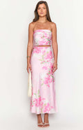 Women's Print Chest-wrapped Floral Slit Skirt - Norellé