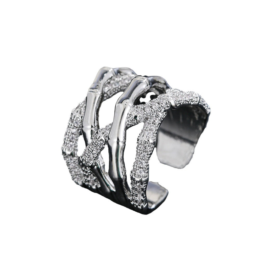 Copper Plated White K Micro-inlaid Zircon Ring Simple - Norellé