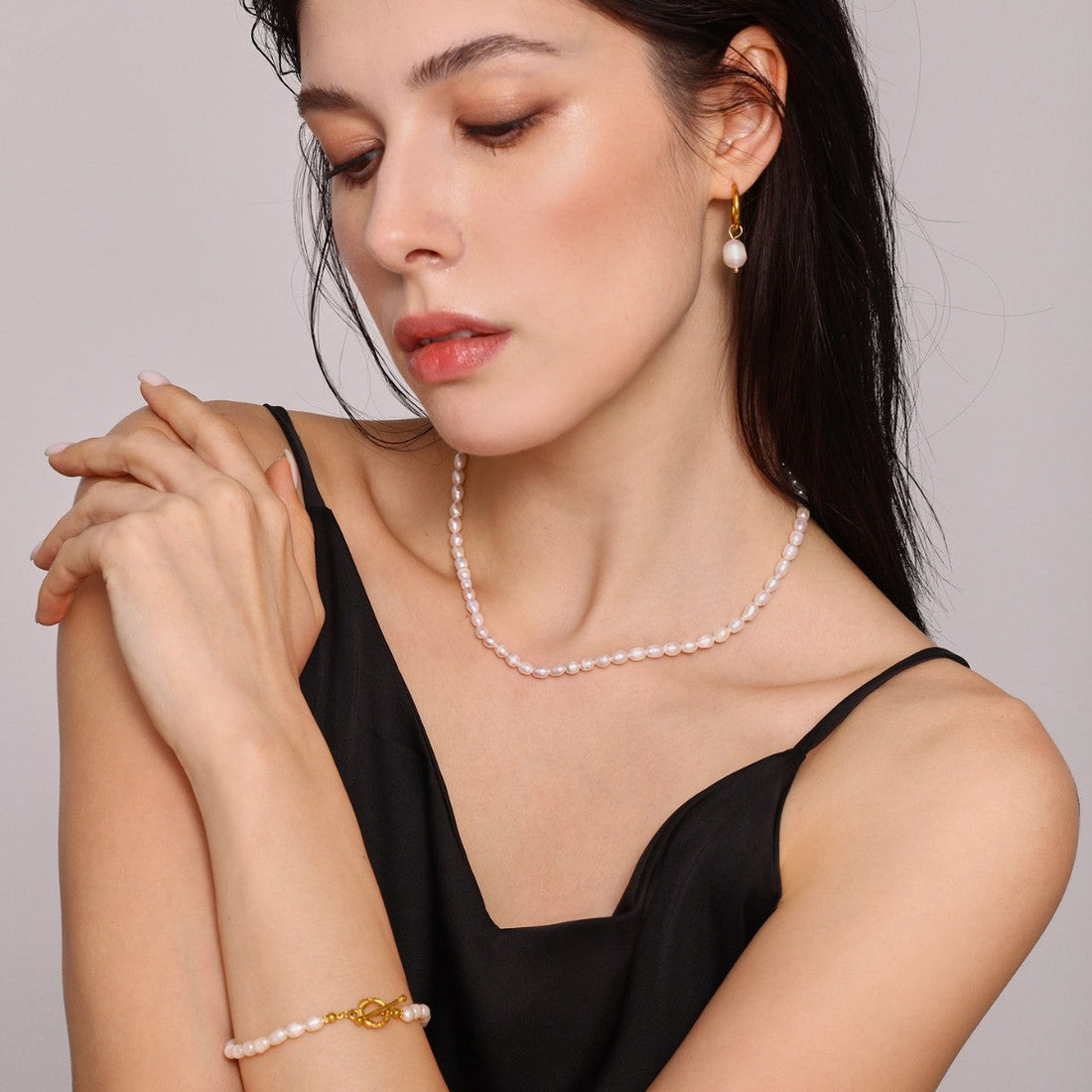 Baroque Freshwater Pearl Necklace Bracelet Earrings Ins Niche Sweet - Norellé