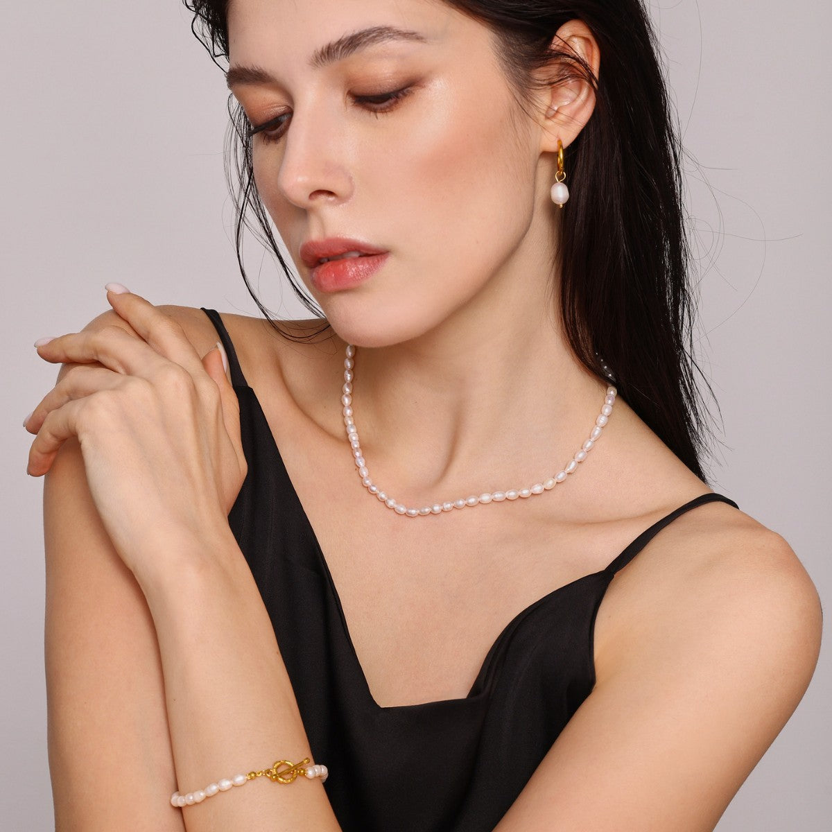 Baroque Freshwater Pearl Necklace Bracelet Earrings Ins Niche Sweet - Norellé