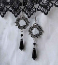Gothic Rose Black Crystal Pendant Earrings Retro Fashion - Norellé
