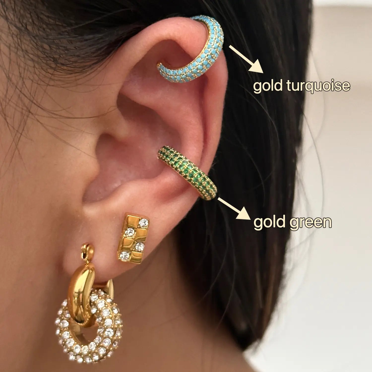 Retro Simple Full Rhinestone Zircon Ear Clip Earrings