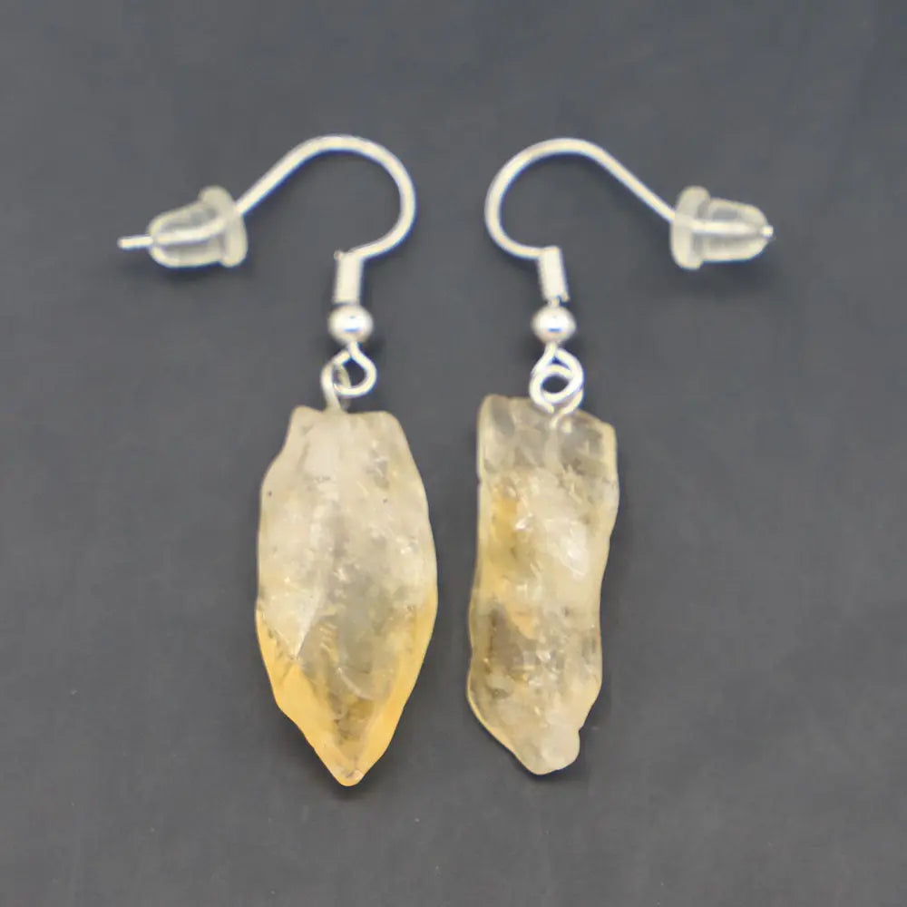 Natural Raw Ore Citrine Amethyst Rough Stone Simple Matching Earrings - Norellé
