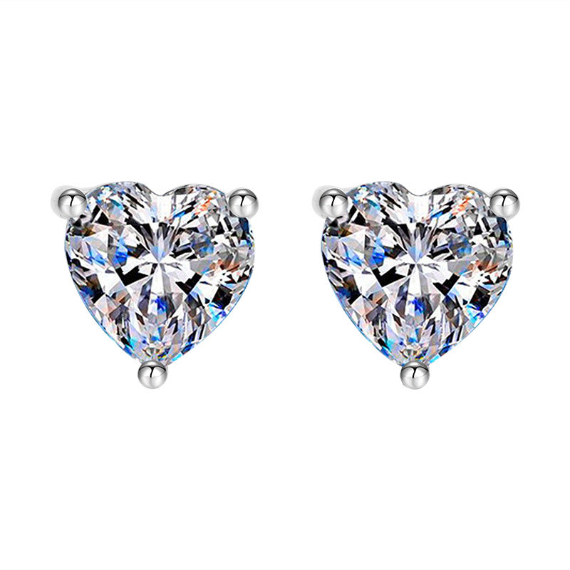 S925 Silver Stud Earrings For Women Heart-shaped Moissanite - Norellé