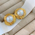 Mid-ancient French Irregular Texture Pearl Earrings - Norellé