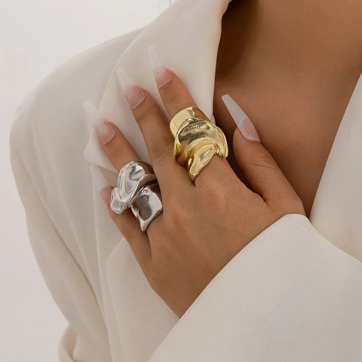 Ornament Hip Hop Style Irregular Glossy Twisted Ring