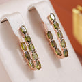 Double Layer Oval Olive Green Zircon Luxury Dangle - Norellé