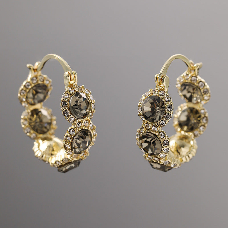High-grade Gray Diamond Ring Ear Clip Earrings For Women - Norellé