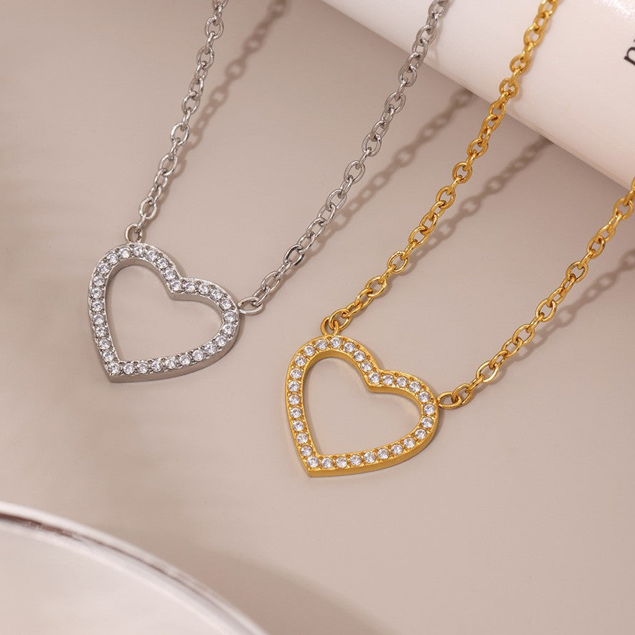 Stainless Steel Fully Jeweled Loving Heart Zircon Non-fading Texture Bracelet For Women - Norellé