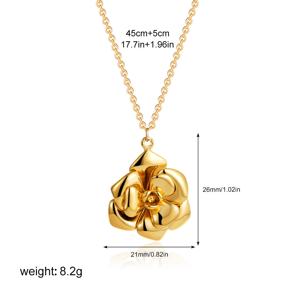 Elegant Necklace Plated 18K Real Gold Rose Flower Light Luxury - Norellé