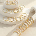 Simple Rhinestone Love Wave Ring 28-piece Set - Norellé