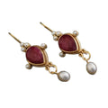 Pearl Pendant Inlaid Gemstone Earrings Original - Norellé