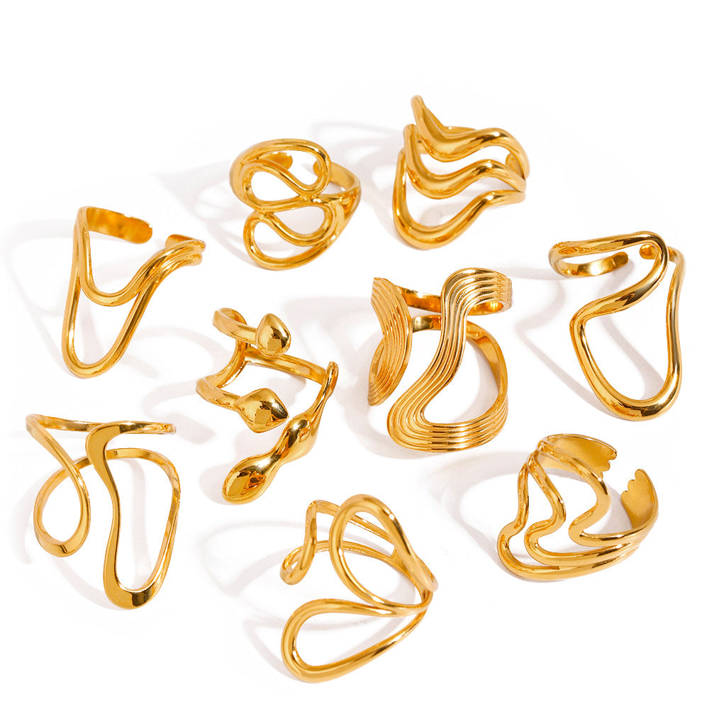 Irregular Line Simple Hollow Ring Personality All-match - Norellé