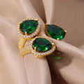 Water Drop Emerald Zircon Ring For Women - Norellé